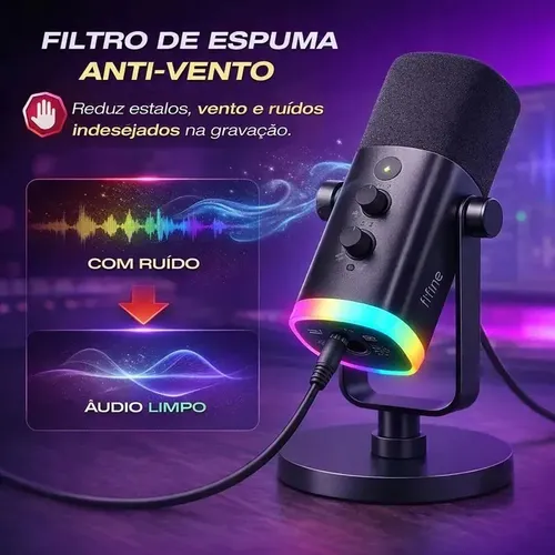 Microfone Fifine Usb/xlr Am8 Dinâmico Cardioide Cor Preto - 8