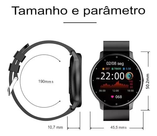 Smartwatch Bluetooth Relógio Resistente À Água Inteligente Preto Lisa - 2