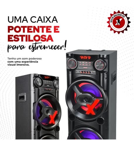 Caixa Torre De Som Amplificada 1900w Led Duplo Woofer 12 Polegadas Amvox Aca 1900 New X (novo Com Caixa Aberta) Preto 127/220v - 7