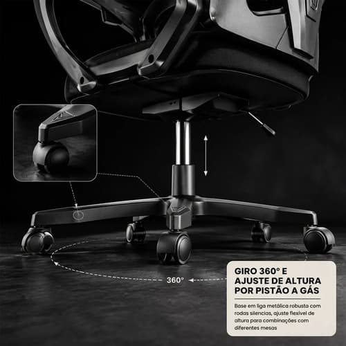 Cadeiras Escritório Ergonômicas Suporte Lombar Mesh E 300kg Preto Algodão - 2