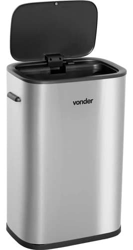 Lixeira Retangular 55 Litros Com Sensor Infravermelho Vonder Cinza (inox) E Preta - 2