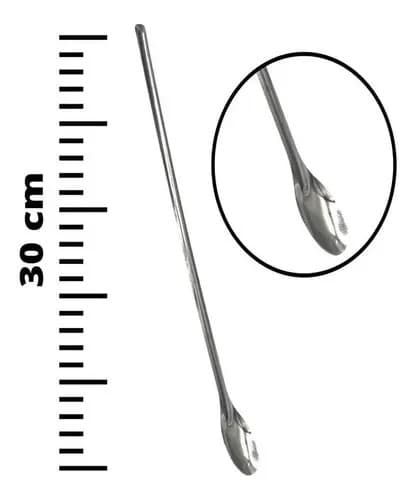 Kit 3 Colheres Longas Inox 30 Cm Para Suco Bebida Jarra Inox - 3