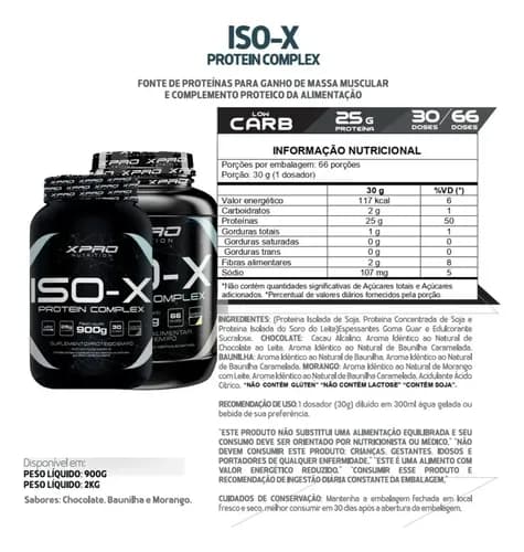 Whey Protein Isolado Iso-x 900g Xpro Nutrition Chocolate - 3