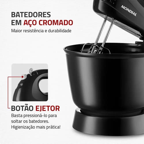 Batedeira Prática Mondial Preto 400w B-44-b 220v - 4