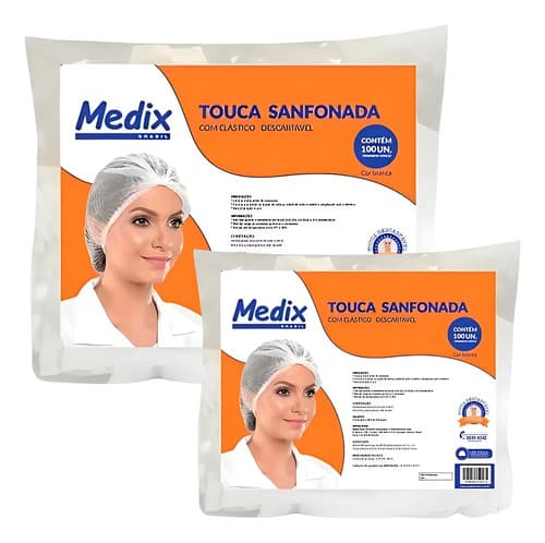 Touca Descartável Tnt Sanfonada C/ Elástico Medix 100un Cor Branco - 3
