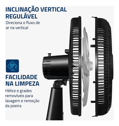 Ventilador De Mesa 40cm Turbo Mondial 140w Nvt-40-8p-b 40 Cm 60hz Preto 127v Prata Plástico 8 - 3