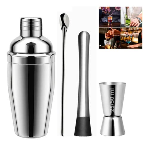 Kit Coquiteleira + Dosador + Socador P/ Drinks E Bebidas - 1