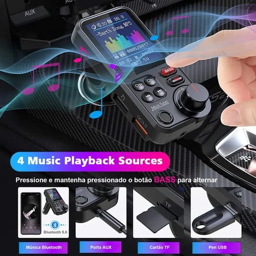 Adaptador Bluetooth Carro 12/24v Transmissor Cigarro Audio - 8