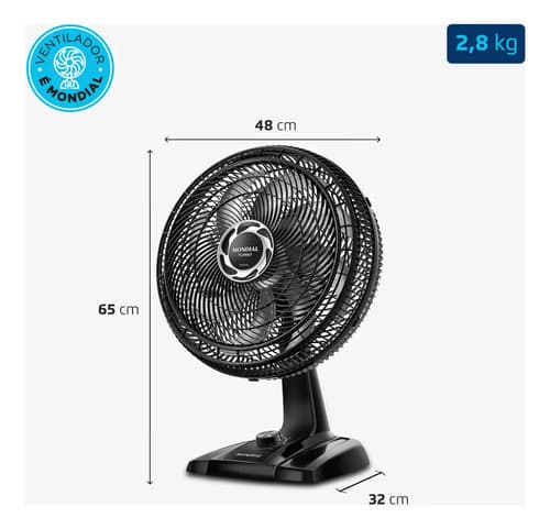 Ventilador De Mesa 40cm Turbo Mondial 140w Nvt-40-8p-b 40 Cm 60hz Preto 127v Prata Plástico 8 - 6