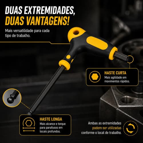 Kit Chaves Allen T Abauladas Profissional 9 Peças Vonder - 5
