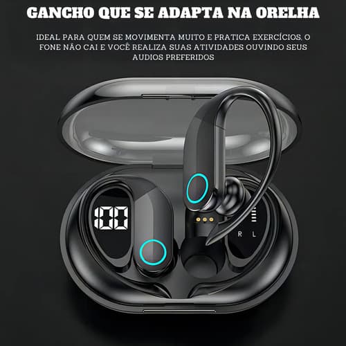 Fone De Ouvido Bluetooth Sem Fio Tws Esportivo Compatível Com Xiaomi Samsung Motorola Iphones Indicado Para Academia Corrida Bicicleta Patinete Piloto De Moto Som Potente Preto - 4
