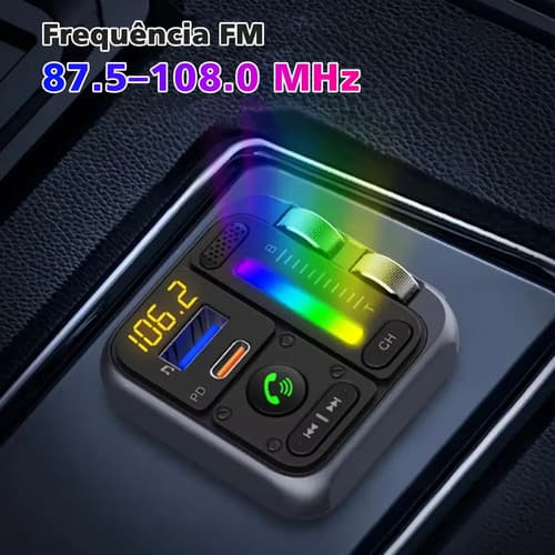 Transmissor Fm Music Turner Mt04 Cinza E Preto Hifi Tipo C + - 5