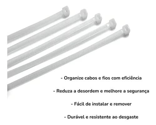 Abraçadeira Em Nylon 400mm X 5,0mm 100 Unidades Branco Branco - 5