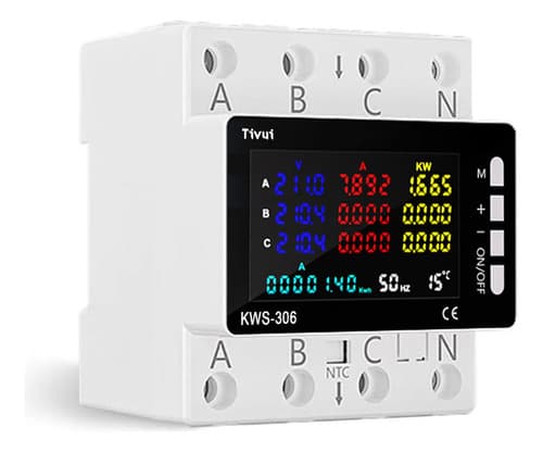 Medidor Energia Trifásico Led Digita 110v 80a Proteção 85/29ov Digital Sobretensao, Sobrecorrente Multifuncional Protecao Contra Fu Ga Teste De Temperatura 220v - 1
