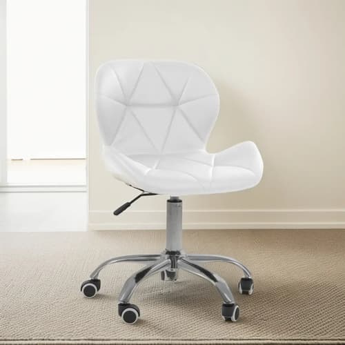 Cadeira Escritório Eiffel Slim Branco Giratória Altura Ajustável Couro Sintético - 5
