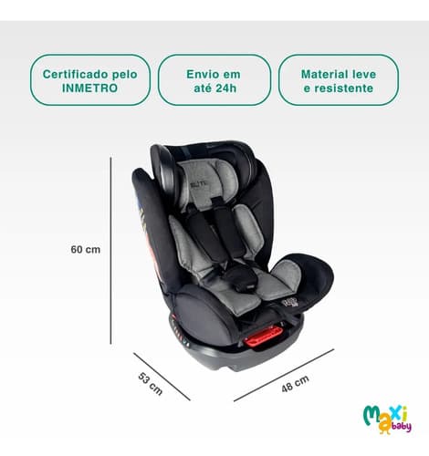 Cadeira De Carro Infantil 0 A 36kg Elite 4 Em 1 - Maxi Baby - Preto Liso - 8