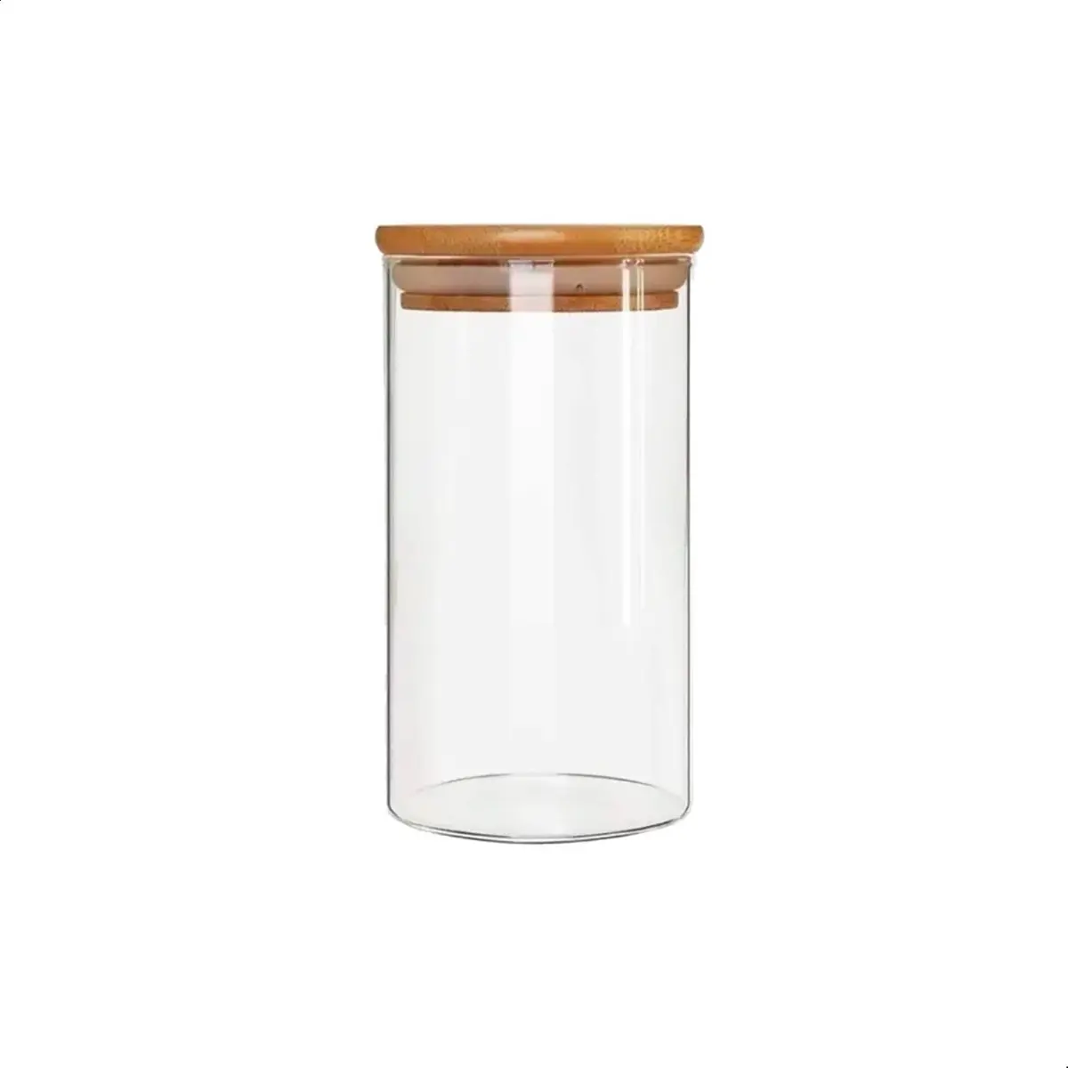 Pote De Vidro Hermético Tampa Bambu 300ml - 1