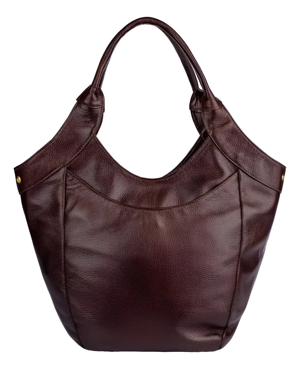 Bolsa Saco Grande De Couro Cíntia Cor Café .Enluaze. - 1