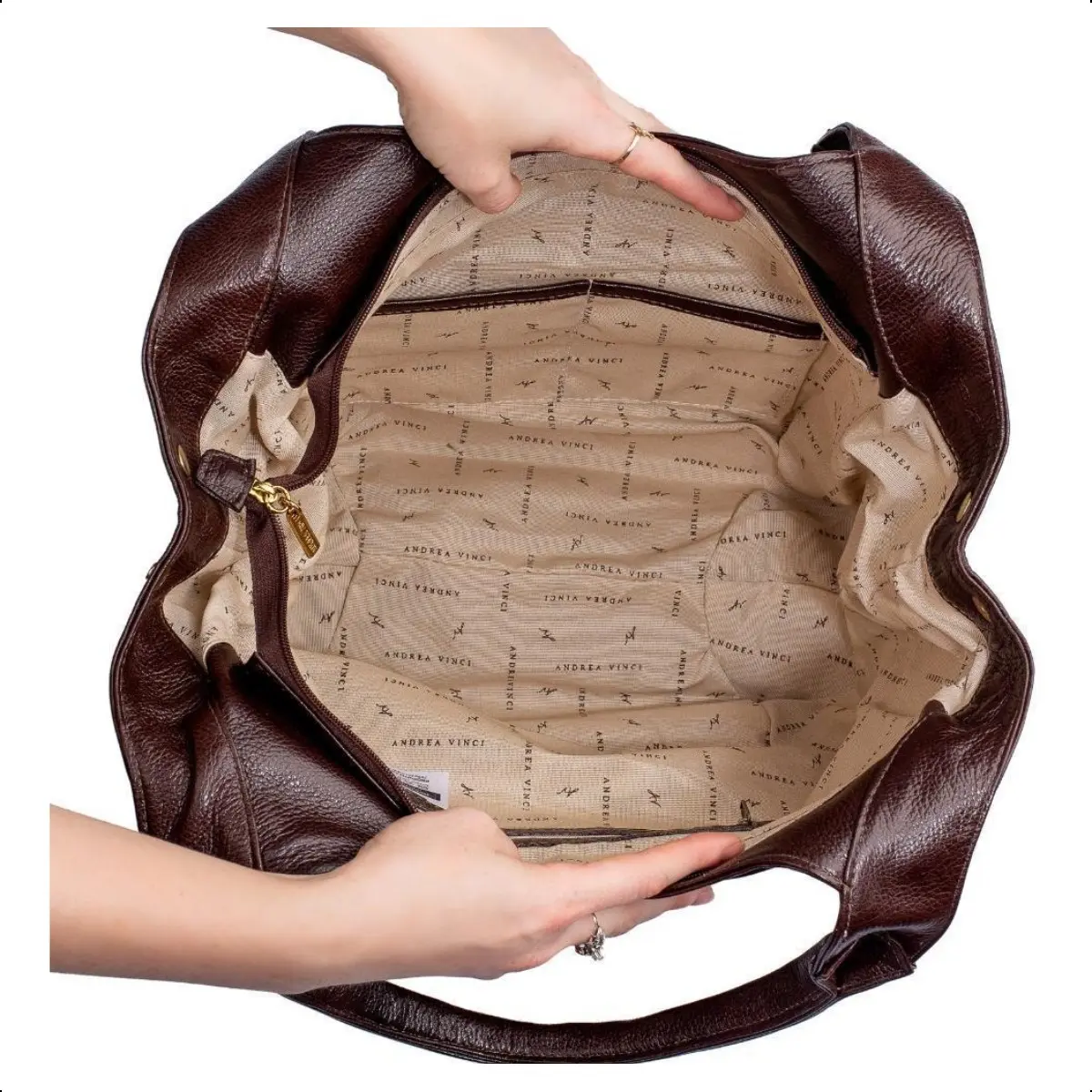 Bolsa Saco Grande De Couro Cíntia Cor Café .Enluaze. - 3