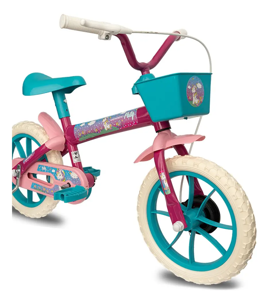 Bicicleta Infantil Verden Paty Aro 12 com cesta e rodinhas Cor Azul/Rosa - 1