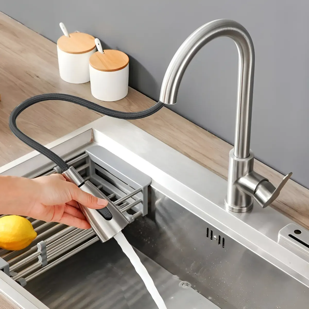 Torneira Monocomando Gourmet Cozinha Inox Extensivel Bancada - 1