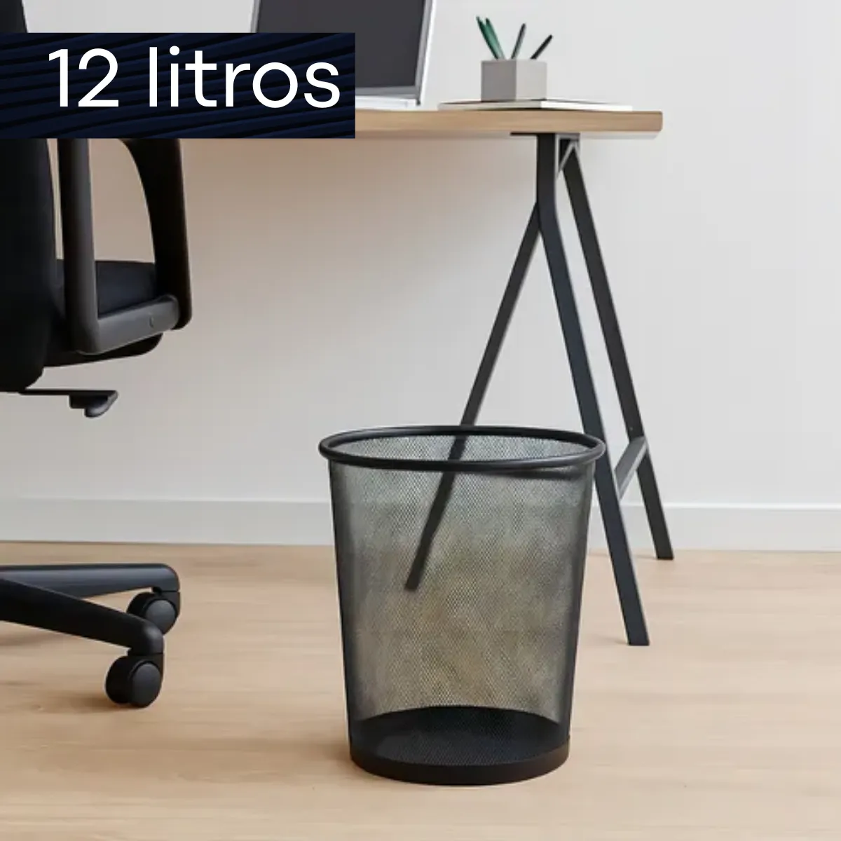 Kit 3 Lixeira Cesto De Lixo Escritório Telada Metal Aramado - 1