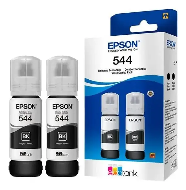 Kit 2 Garrafas Tinta T544 Preto Para Ecotank - 1