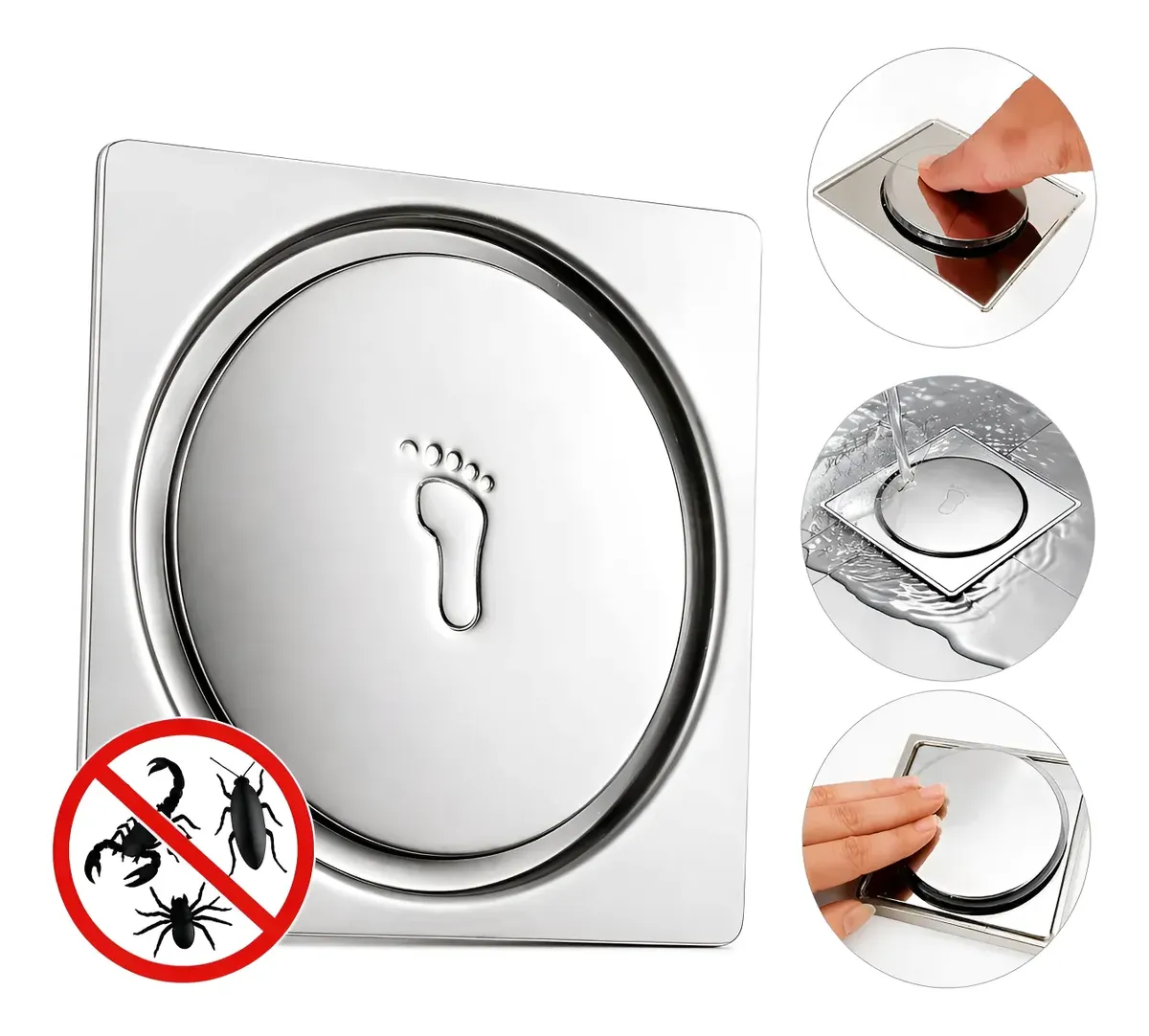 Ralo Click 10x10 Inox Oculto Pop Up Anti Odor Premium - 1