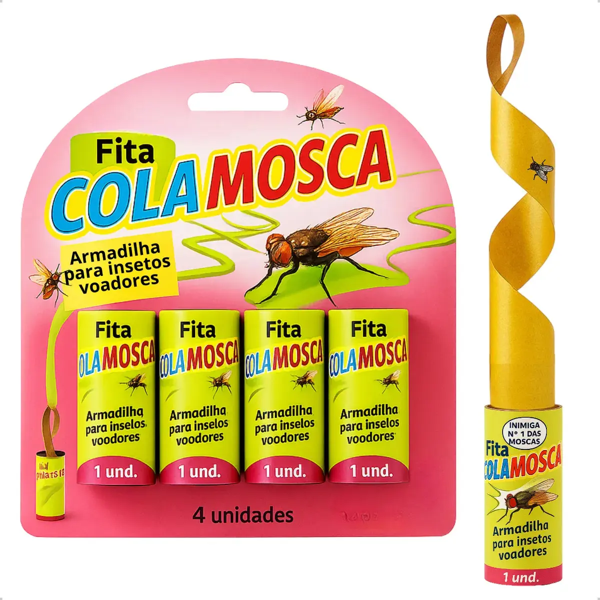Fita Cola Mosca Mata Armadilha Para Insetos Voadores - Kit 4 Fitas Cola Mosquito - 1