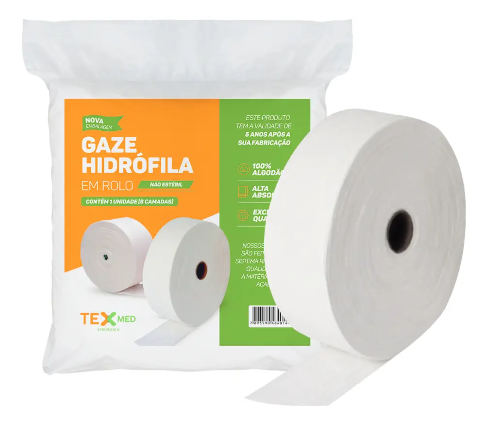 Gaze Em Rolo Tipo Queijo Compressa Hidrófila 91mmx91m 13fios Branco - 1