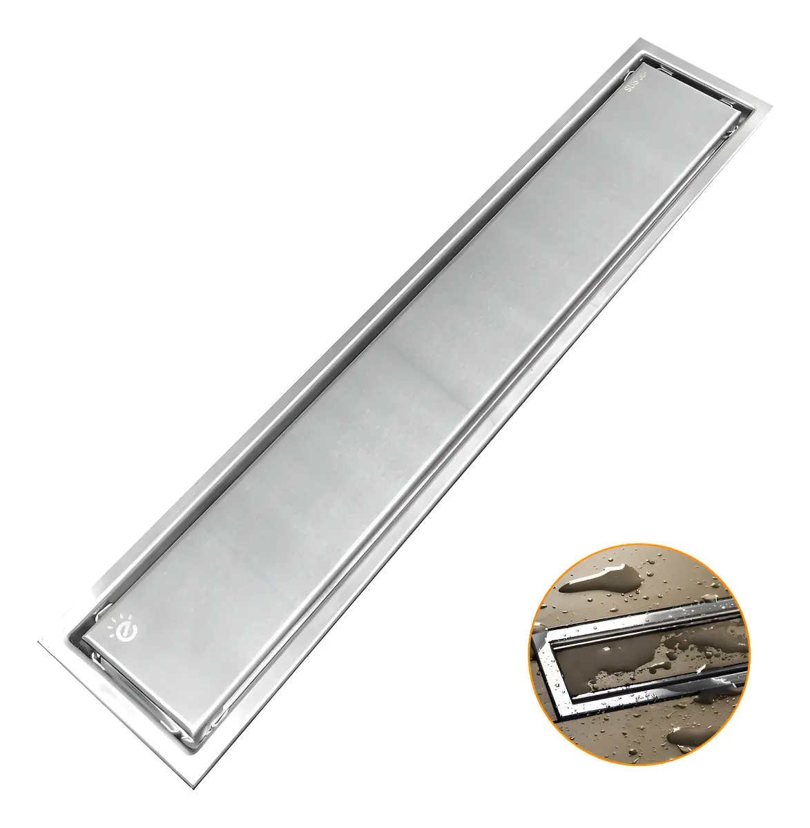 Ralo Linear Embralumi Oculto Invisível Piso Aço Inox 50x10cm - 1