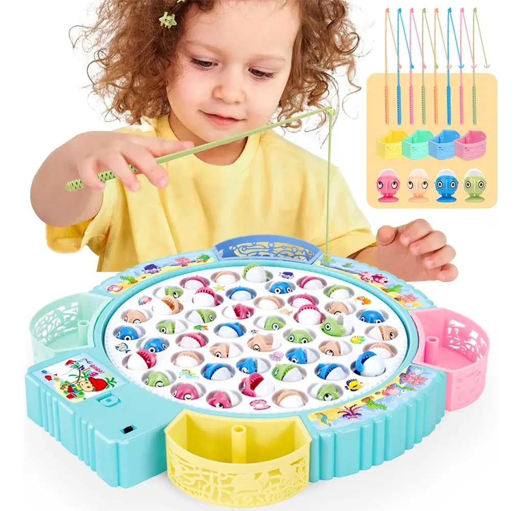 Brinquedos De Pesca Para Crianças Com Música Com 45 Peixes - 1
