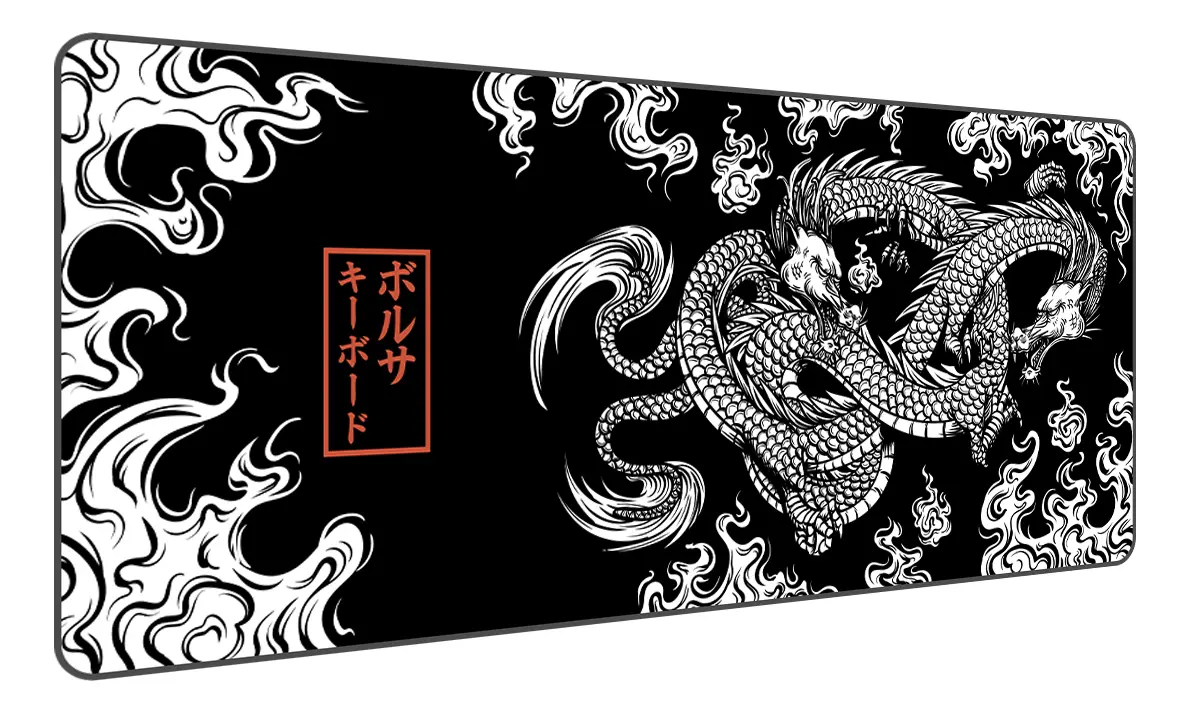Mouse Pad Gamer Grande 90x40cm Titorion Dragão Chinês Preto Borracha Tecido - 1