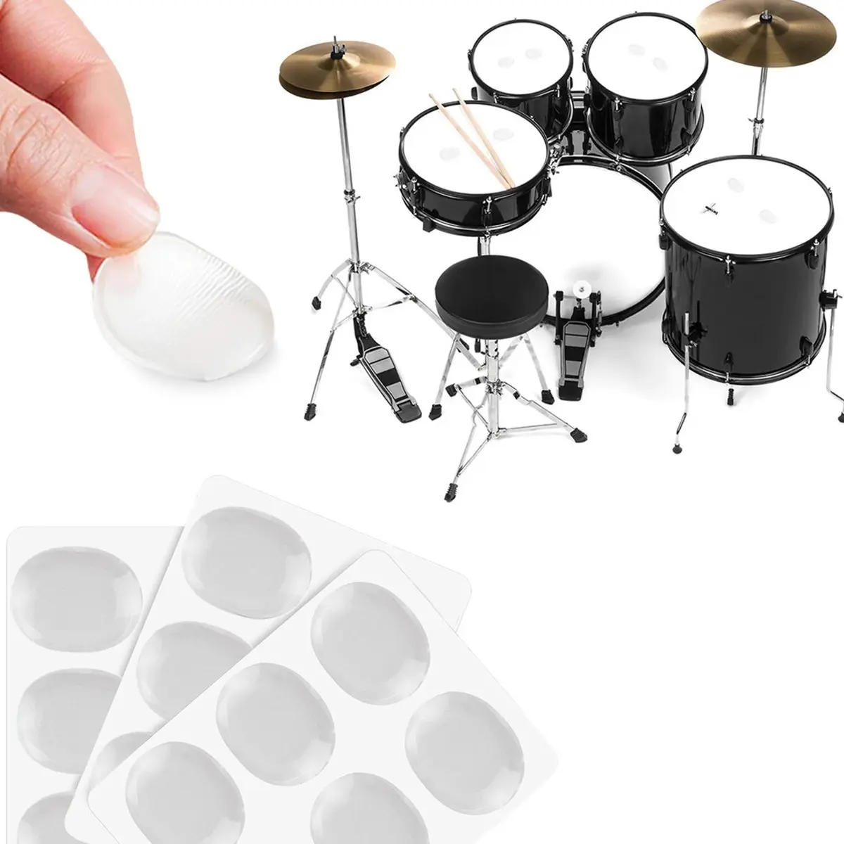 Kit 30 Abafador Gel Bateria Percussão Muffle Reutilizável - 1