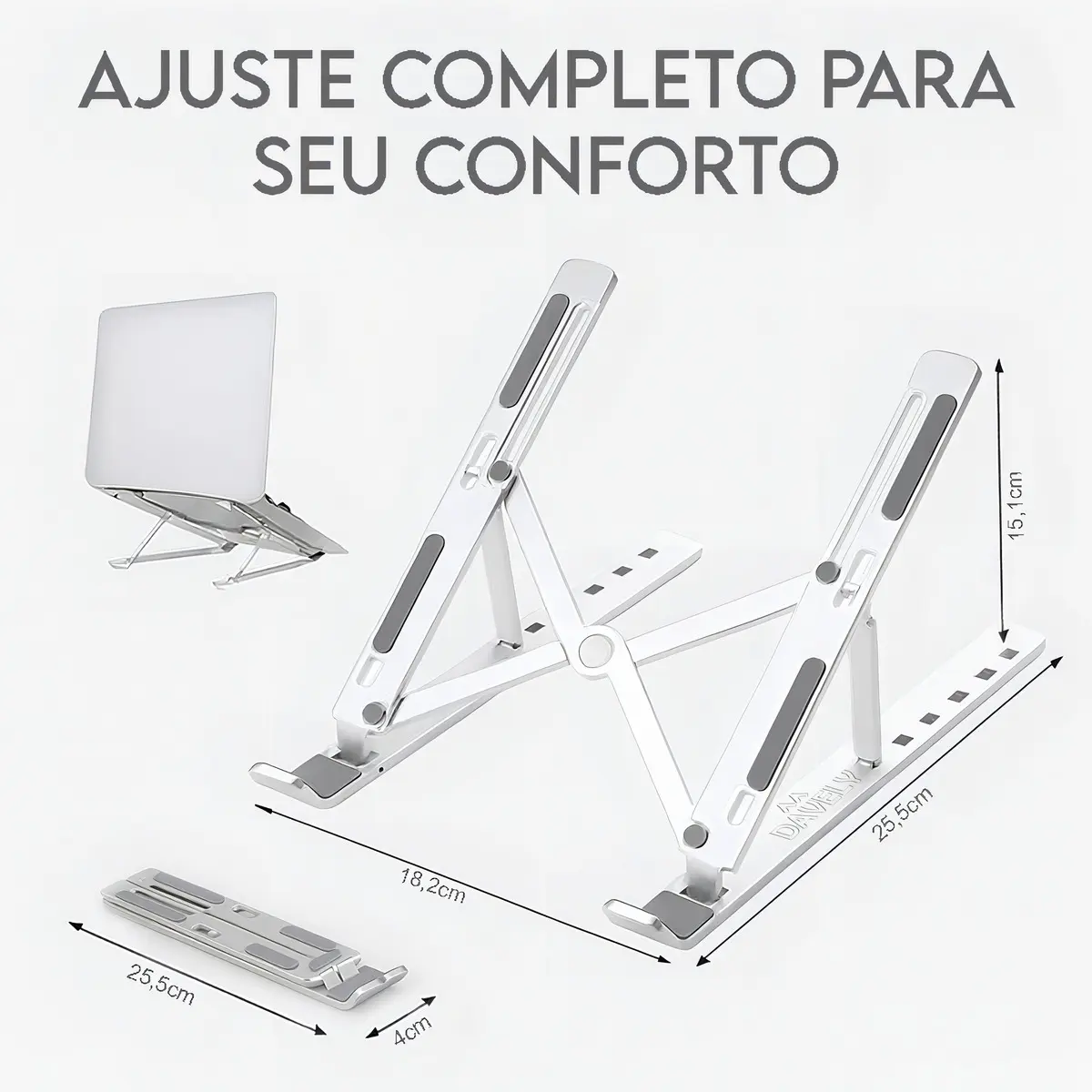 Base Suporte Para PC Notebook Alumínio Portátil Articulado Dobrável Tablet Laptop - 1