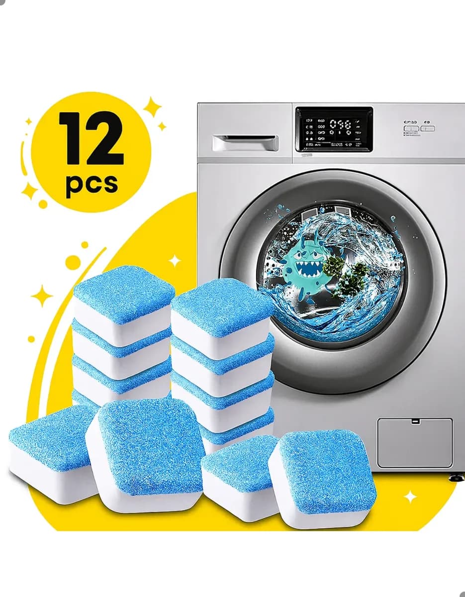 Kit 12 Pastilha Limpa Maquina De Lavar  e Lava e seca Roupas Limpeza Higieniza - 1
