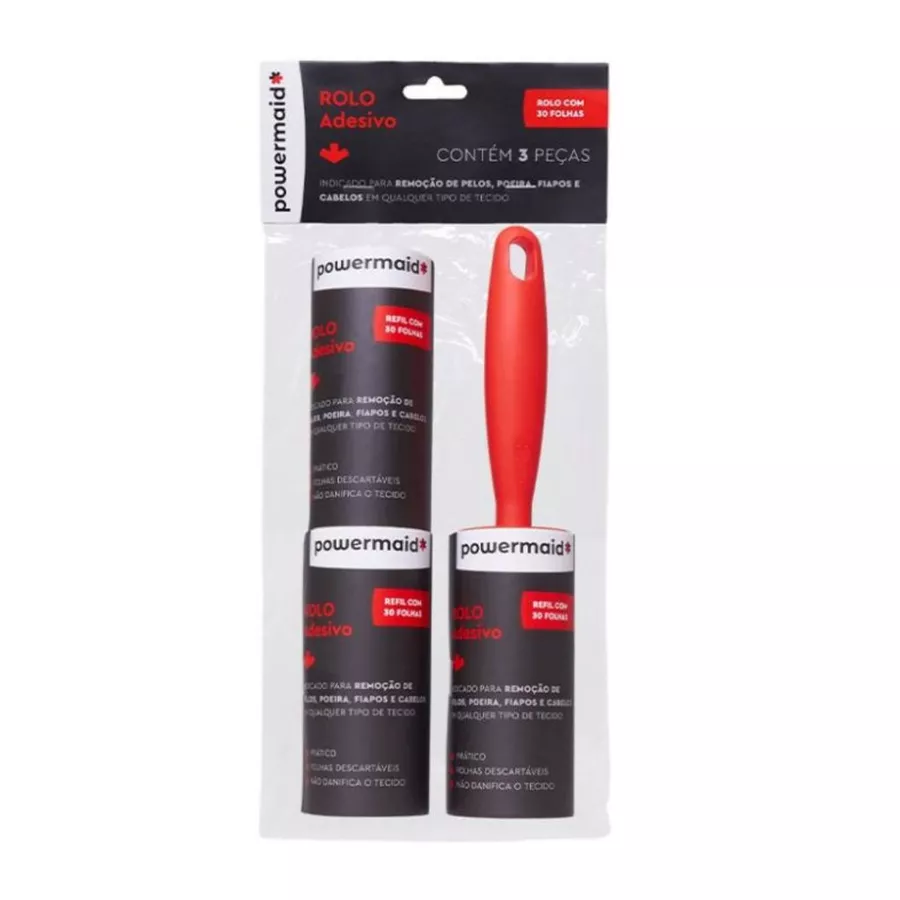 Rolo Tira Pelos Powermaid 30 Folhas Cada Refil Rolo Adesivo - 1