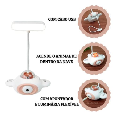 Luminária De Mesa Abajur De Quarto Infantil Usb Azul-claro - 2