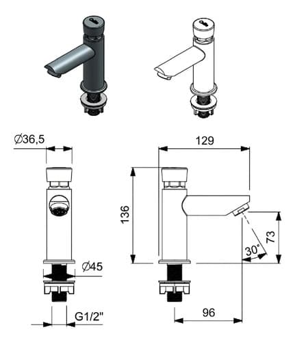 Torneira Para Banheiro Celite Ecopress Automática Cromada Cromado Brilhante - 3