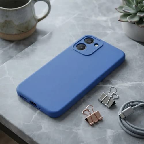 Capa Silicone Aveludada Compatível Moto G06 Azul - 1