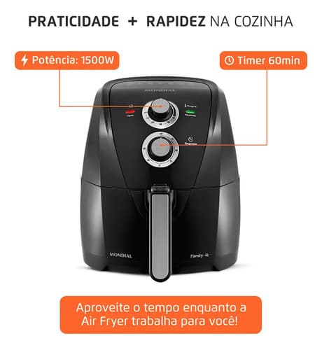 Fritadeira Air Fryer Mondial Family 4l Afn-40-bfs Preto 127v - 7