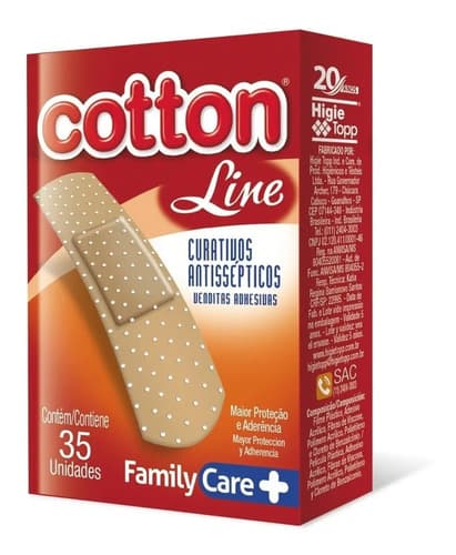 Curativos Antisséptico Adesivo Cotton Linr 35 Unidades Pele - 1