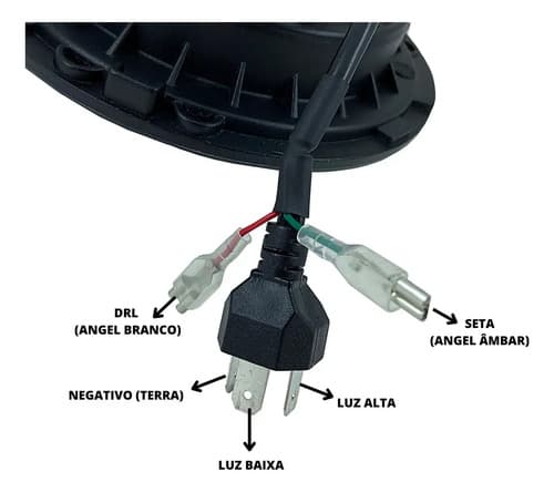 Par Farol 7 Polegadas Redondo Led Angel Eyes Drl + Seta - 7