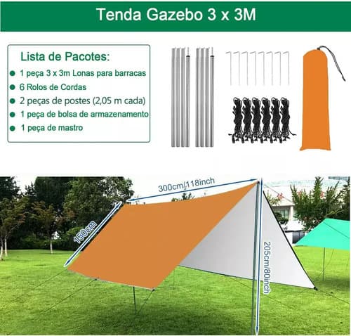 Joyfox Tenda Gazebo Con Estacas 2.1x3x3m Cor Laranja - 2