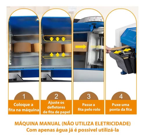 Máquina Dispensador Aplicador Fita Gomada Água Manual Fx-800 Azul - 6