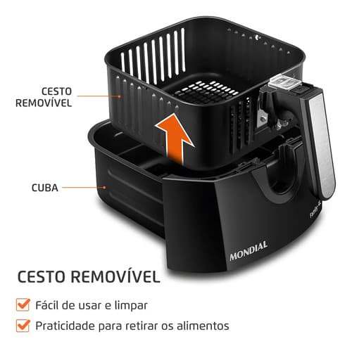 Fritadeira Air Fryer Mondial Family 4l Afn-40-bfs Preto 127v - 4