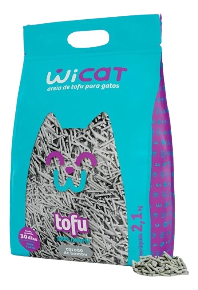 Areia Sanitária De Tofu Higiênica Para Gatos Carvão de Bambu 2.1kg Wicat - 1