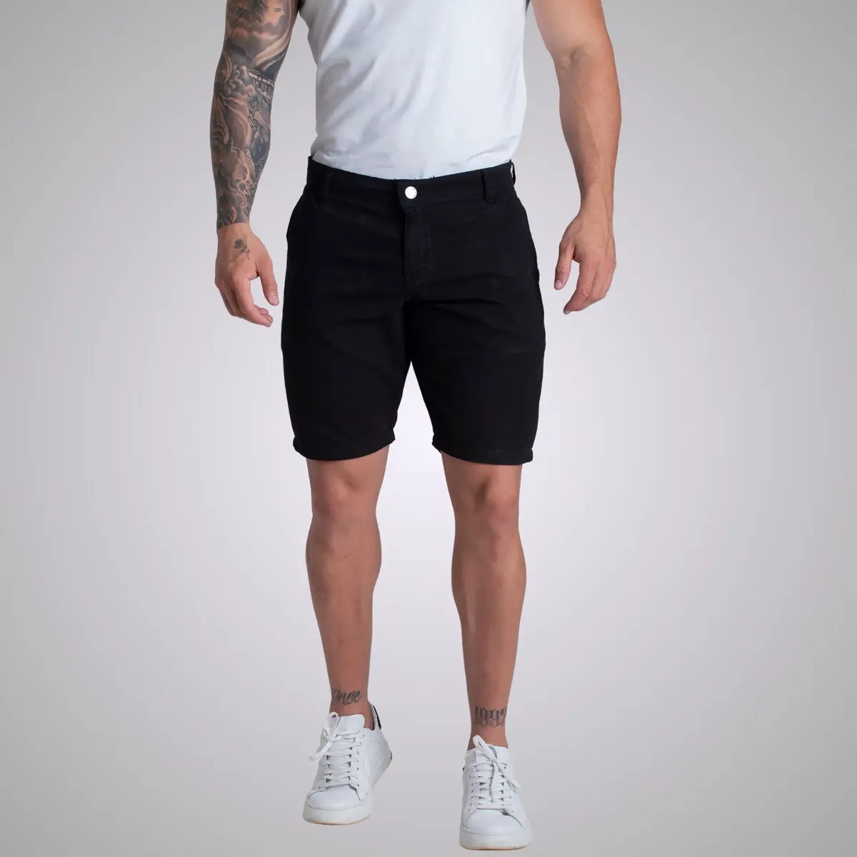 Bermuda Chino Social Sarja Brim Masculina Tam44-46 - 1