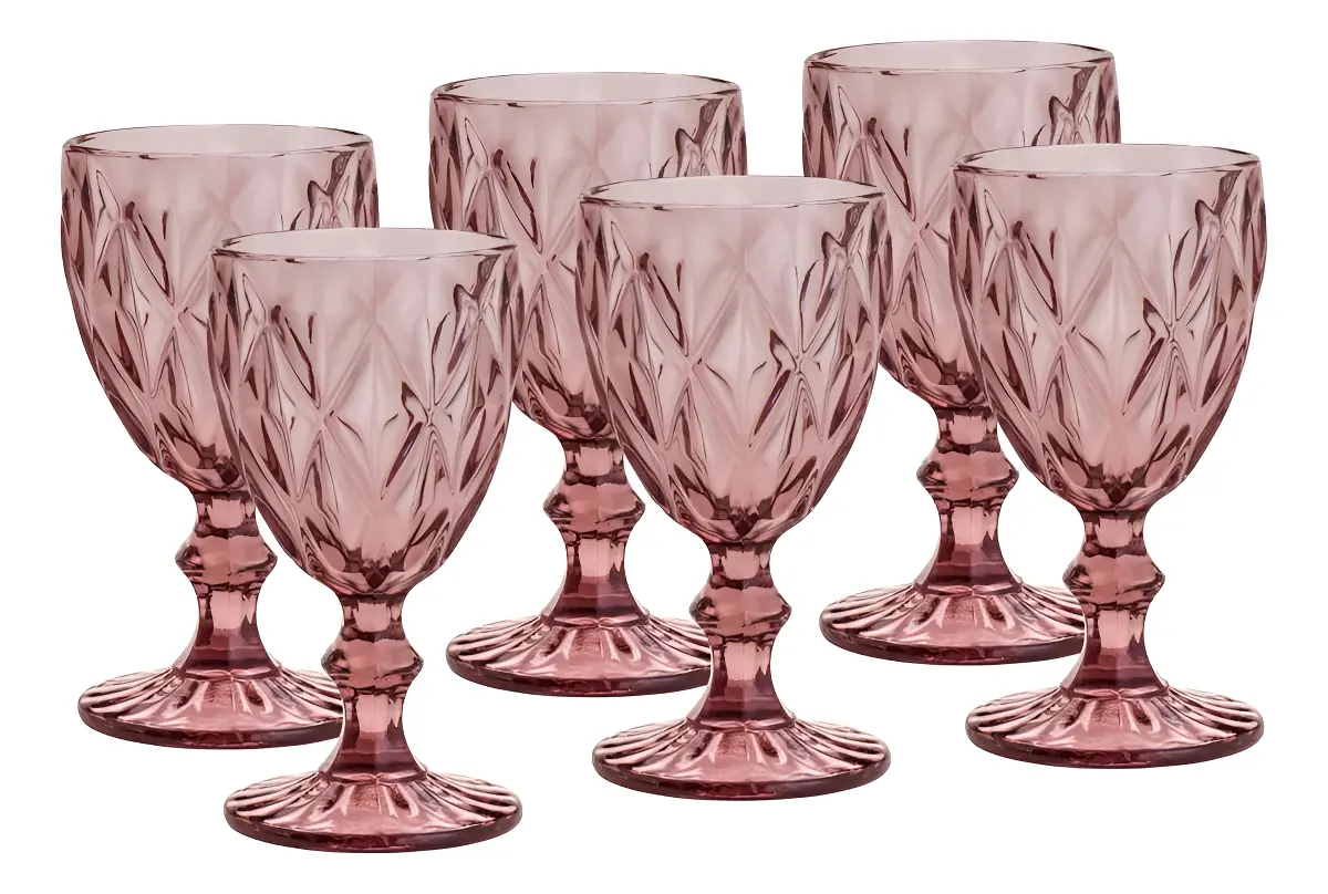 Taça De Vidro Para Água Diamond Lilás 325 ml - Lyor - 1