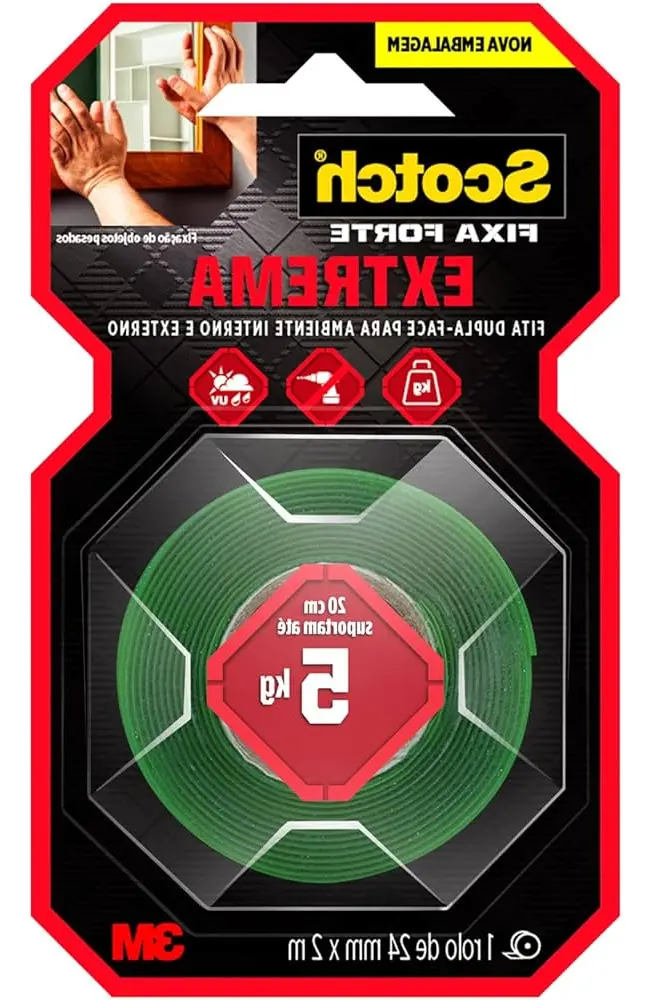 Fita Dupla Face3M Scotch 24mm 5kg Para Fixação Extrema 2m - 1